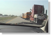 Trucks queuing for the US Border